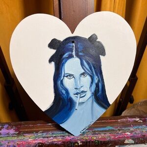 Lana Del Rey heart shaped decor original one of a kind rare oil painting merch